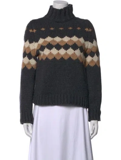 Pre-owned Marni Alpaca Patterned Sweater In Black