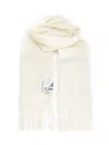 Marni Cream Alpaca Scarf With Fringes In Neutral