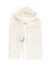 Marni Cream Alpaca Scarf With Fringes In Neutral