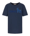 Marni Animal Alphabet Logo Deep Blue Cotton T-shirt In Animal Print