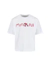 Marni Cotton T-shirt With Flocked Animal Alphabet Logo In White