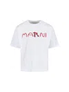 Marni Cotton T-shirt With Flocked Animal Alphabet Logo In White