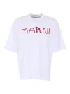 Marni Cotton T-shirt With Flocked Animal Alphabet Logo In White