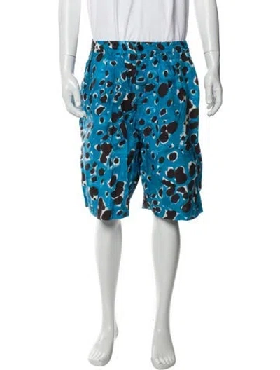 Pre-owned Marni Animal Print Jogger Shorts In Blue