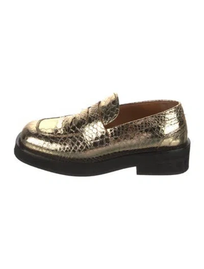 Pre-owned Marni Animal Print Loafers In Gold