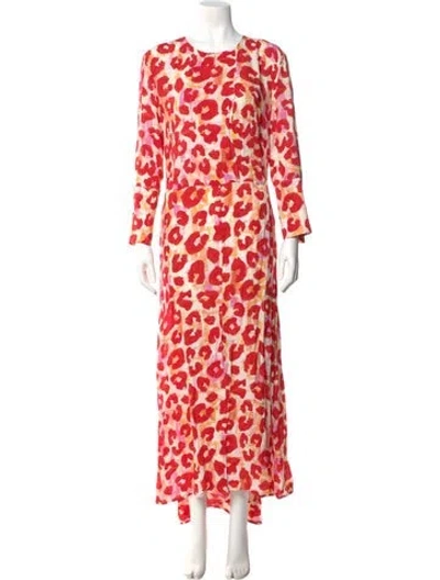 Pre-owned Marni Animal Print Long Dress In Red