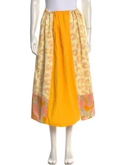 Pre-owned Marni Animal Print Long Skirt In Yellow