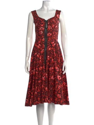 Pre-owned Marni Animal Print Midi Length Dress In Red