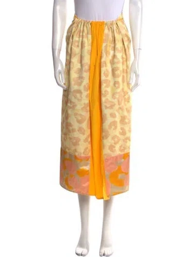 Pre-owned Marni Animal Print Midi Length Skirt In Yellow