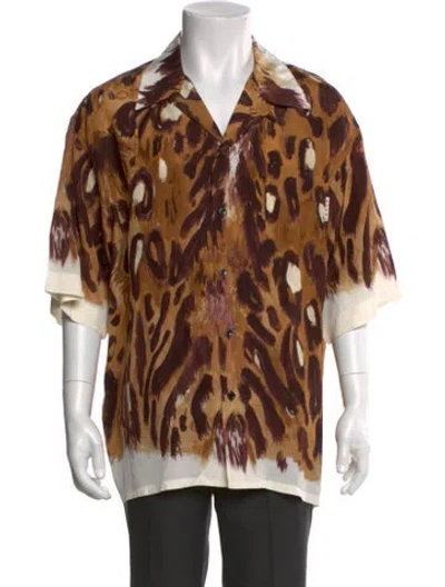 Pre-owned Marni Animal Print Short Sleeve Shirt In Brown