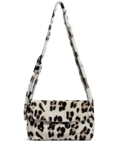 Marni Animal Print Shoulder Bag In White/grey