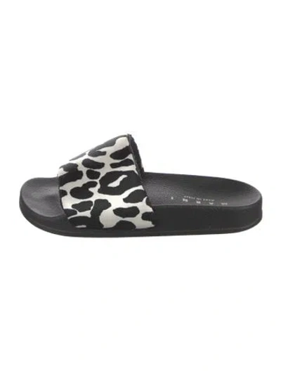 Pre-owned Marni Animal Print Slides In Black