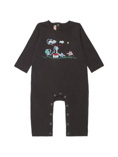Marni Babies' Animal-print Long-sleeve Romper In Gray