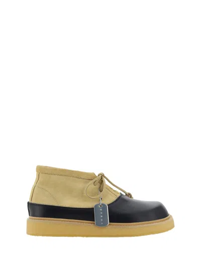 Marni Ankle Boots In Black/sand