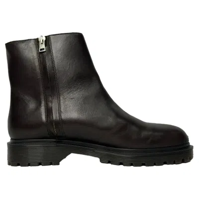 Marni Ankle Boots In Black Leather In Animal Print