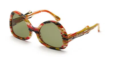 Marni Anu Ohia Stripes P1r Men's Sunglasses Green Size 55 In Striped Red Green Black