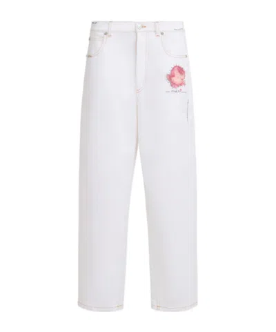 MARNI MARNI FLOWER PATCH DENIM TROUSERS
