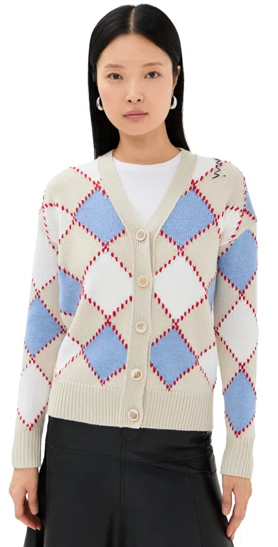 Marni Argyle Intarsia Cardigan Lily White