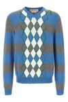 Marni Blue Stripe Sweater With Argyle Motif