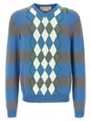 Marni Blue Stripe Sweater With Argyle Motif