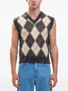 Marni Argyle Sweater Vest In Gray
