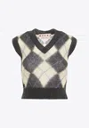 Marni Gray & Yellow Argyle Vest In Multicolor