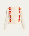 Marni Diamond-pattern Cardigan In Ivory