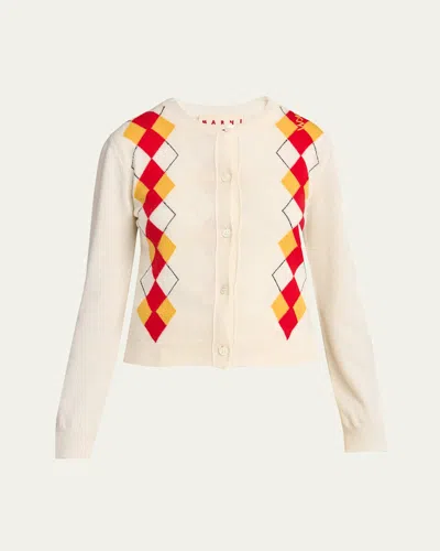 MARNI ARGYLE WOOL CARDIGAN