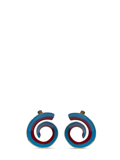 Marni Astral Blue Enameled Metal Spiral Earrings