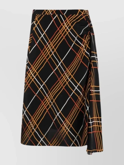 Marni Asymmetric A-line Check Skirt In Black