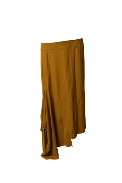 Marni Asymmetric Crepe Midi Skirt In Orange Viscose In Brown