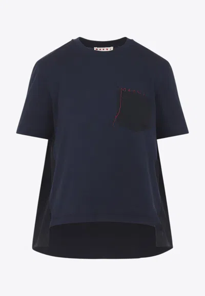 Marni Asymmetric Crewneck T-shirt In Blue