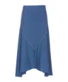 Marni Asymmetric Wool Midi Skirt In Blue