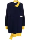 Marni Wool Blend Midi Dress With Cocoon Silhouette In Blau