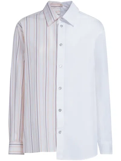 Marni Asymmetric Striped-pattern Shirt In Blue