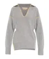 Marni Whipstitched Wool And Cashmere-blend Polo Sweater In Gray