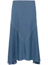 Marni Asymmetric Wool Midi Skirt In Blue