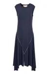 MARNI ASYMMETRICAL BLUE VISCOSE DRESS FOR WOMEN IN SS22 COLLECTION
