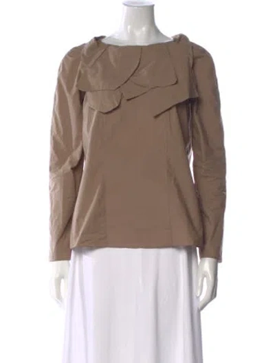 Pre-owned Marni Asymmetrical Long Sleeve Blouse In Brown
