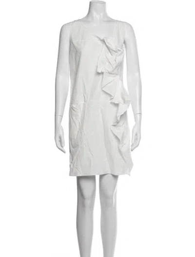 Pre-owned Marni Asymmetrical Mini Dress In White