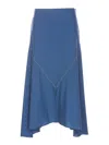 Marni Asymmetric Wool Midi Skirt In Blue