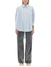 Marni Asymmetric Striped Shirt Chest Pocket In Blue