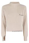 Marni Asymmetrical Turtleneck Sweater With Ribbed Texture In Multi