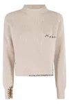 Marni Asymmetrical Turtleneck Sweater With Ribbed Texture In Neutral