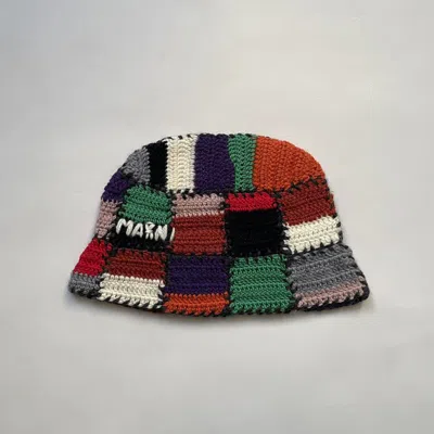 Pre-owned Marni A/w 21 Patchwork Wool Bucket Hat In Multi
