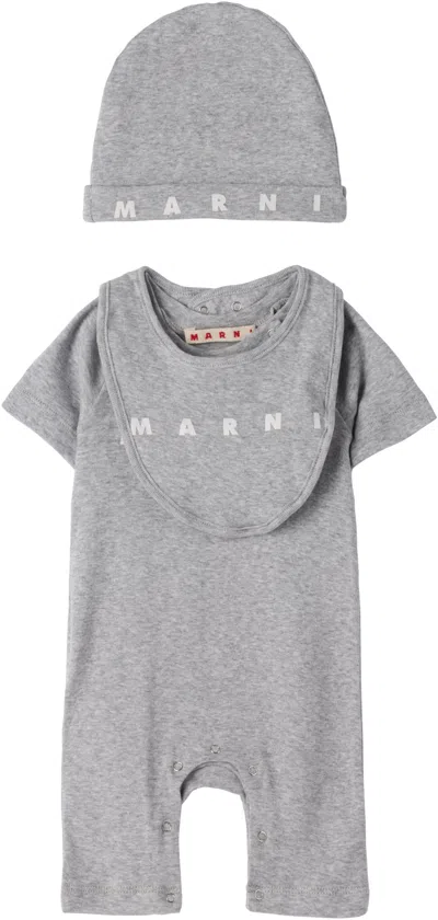Marni Baby Gray Cotton Bodysuit Set