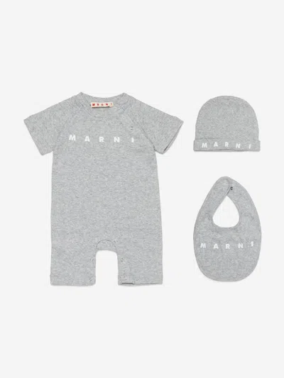 Marni Kids'  Baby Logo Romper Set In Gray