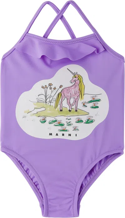 Marni Baby Purple Ruffled Swimsuit