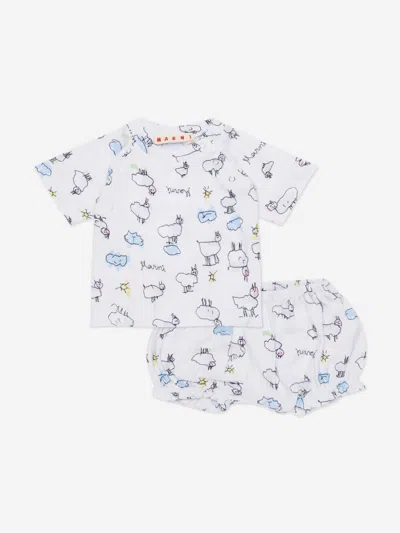 Marni Kids'  Baby Short Set In White