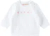 Marni White Sweatshirt For Babykids With Red Logo In 0m100